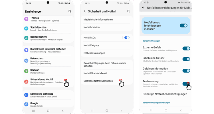 Screenshots von Einstellungen auf Android Smartphone
